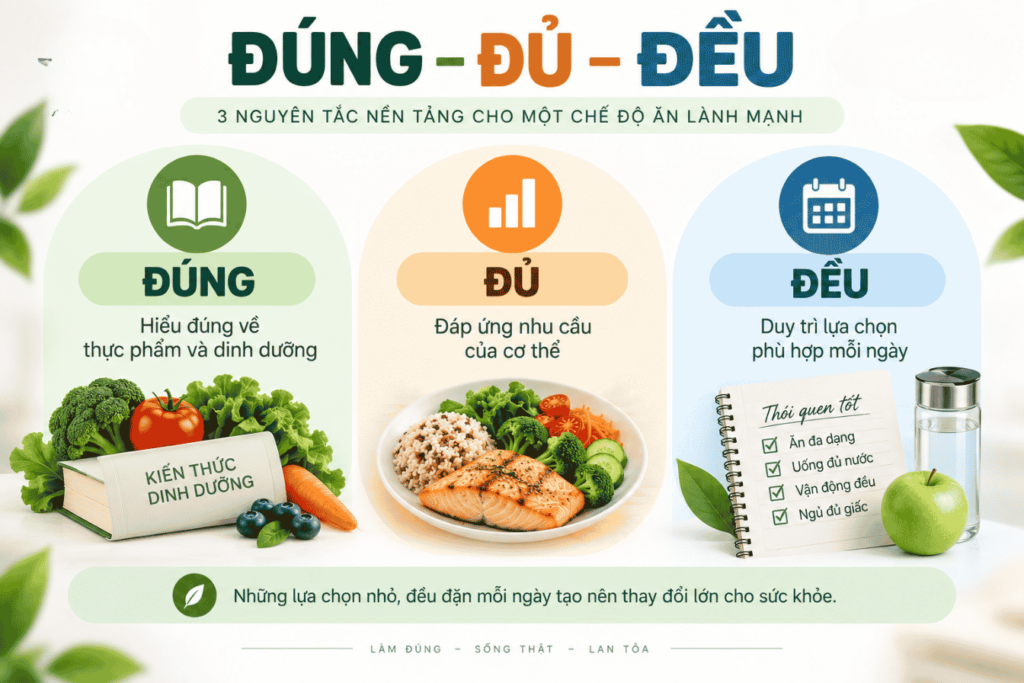 Nguyên tắc Đúng Đủ Đều khi xây dựng chế độ ăn